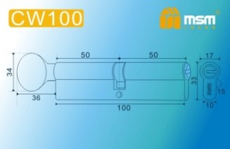 Цилиндровый механизм перфорированный MSM ключ-вертушка CW100mm AB бронза
