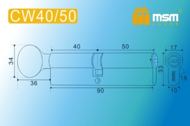 Цилиндровый механизм перфорированный MSM ключ-вертушка CW40/50mm PB полированная латунь