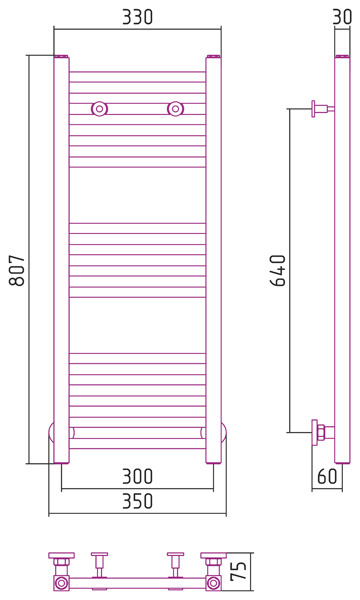 Полотенцесушитель СУНЕРЖА Модус 800х300