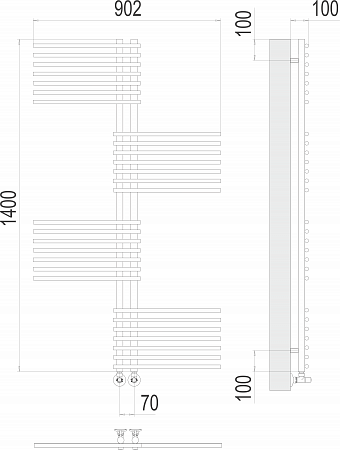 Полотенцесушитель водяной TERMINUS Европа П28 70х1400