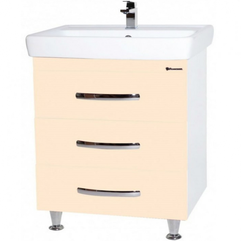 Тумба с раковиной напольная Bellezza "Рокко 80" бежевая (3 ящика)