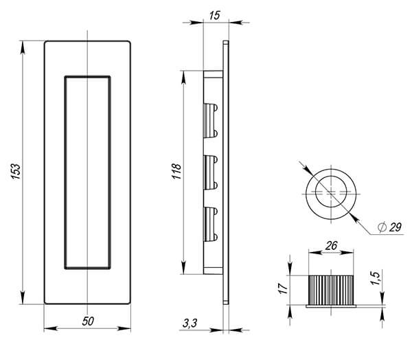 Ручка для раздвижной двери Armadillo SH.URB153.010 (SH010 URB) BB-17 коричневая бронза