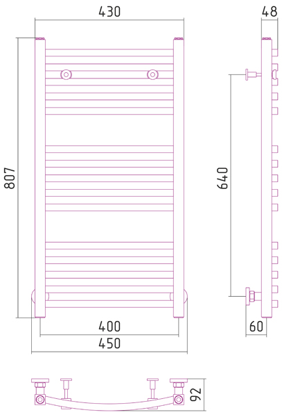 Полотенцесушитель СУНЕРЖА Аркус 800х400