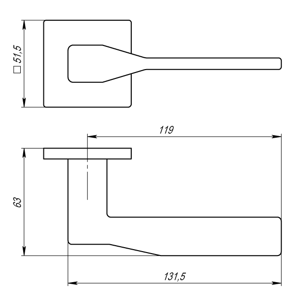 Дверная ручка на квадратной розетке Armadillo K.USS52.GRAND (GRAND USS) WH-19 белый