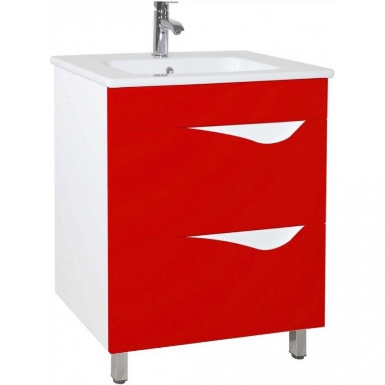 Тумба с раковиной напольная Bellezza "Эйфория 60" красная