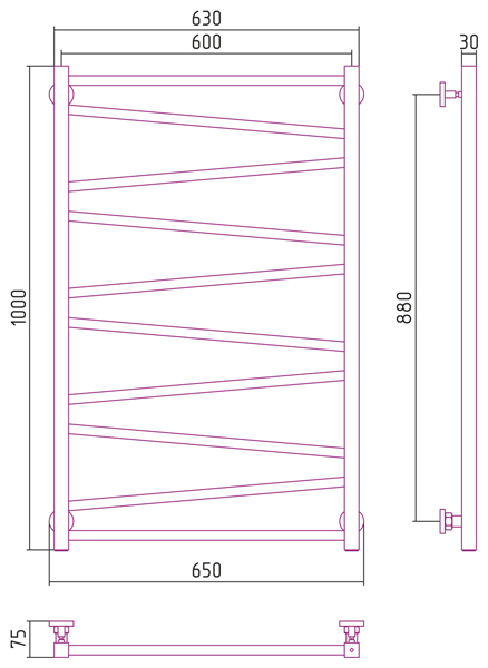 Полотенцесушитель СУНЕРЖА Сирокко 1000х600