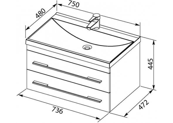 Тумба с раковиной Aquanet "Нота 75" белая