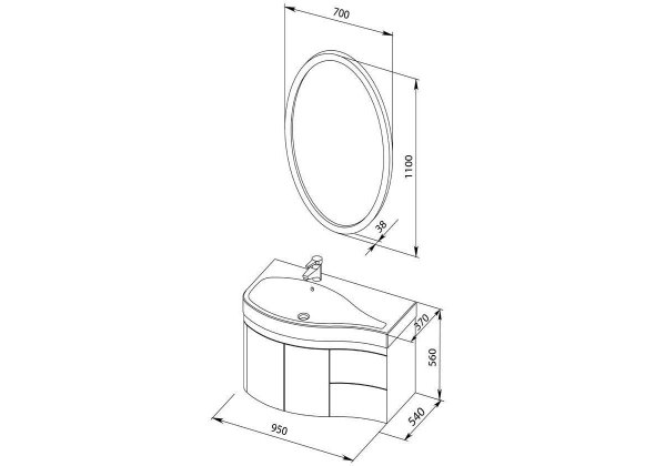 Мебель для ванной Aquanet "Сопрано 95" L белый