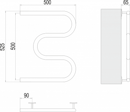 Полотенцесушитель электрический TERMINUS Электро 25 М-обр 500х500