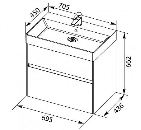 Тумба с раковиной Aquanet "Бруклин 70" белая