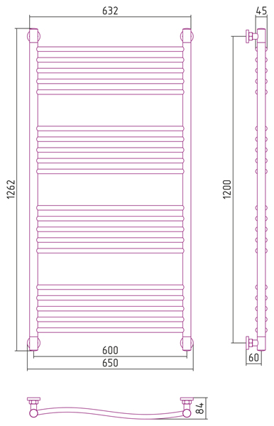 Полотенцесушитель СУНЕРЖА Флюид+ 1200х600