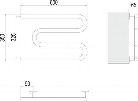 Полотенцесушитель электрический TERMINUS Электро 25 М-обр 600х350