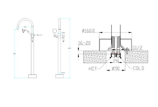 Смеситель напольный Boheme MEDICI 309