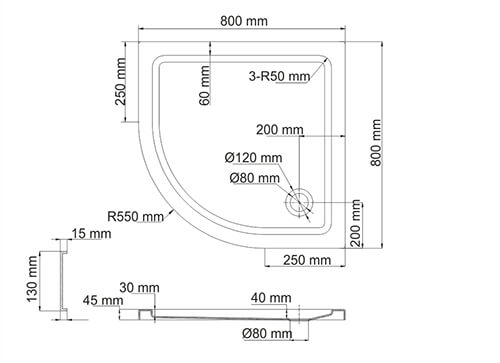 Душевой поддон 80х80 WasserKraft Isen 26T00 