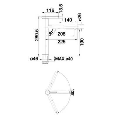 Смеситель для кухни Blanco Linee-S (матовая нержавеющая сталь)