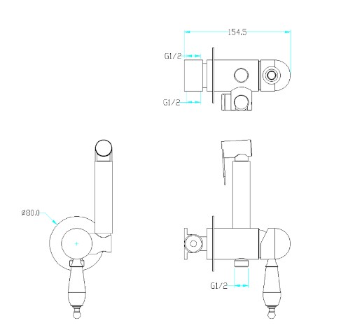 Гигиеническая лейка со смесителем Boheme MEDICI 434