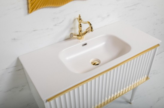 Тумба с раковиной Armadi Art "Vallessi Avangarde Canale 100" белая/золото