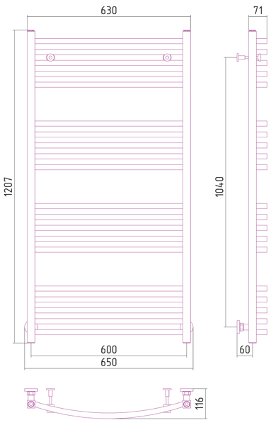 Полотенцесушитель СУНЕРЖА Аркус 1200х600