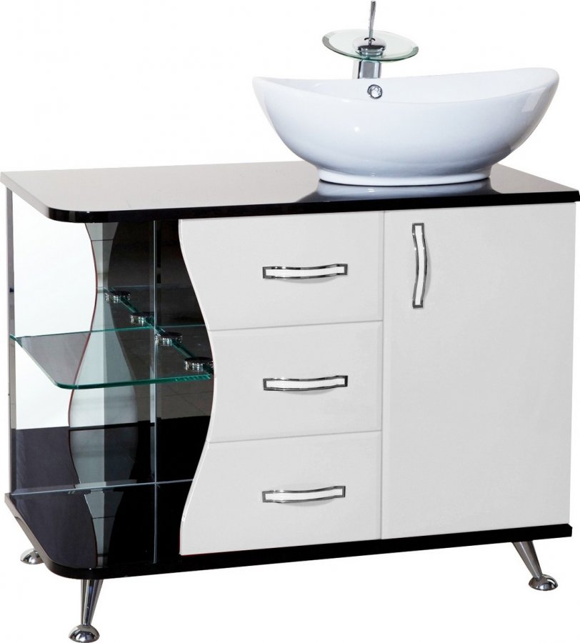 Тумба Bellezza "Рио 90" L/R черная/белая