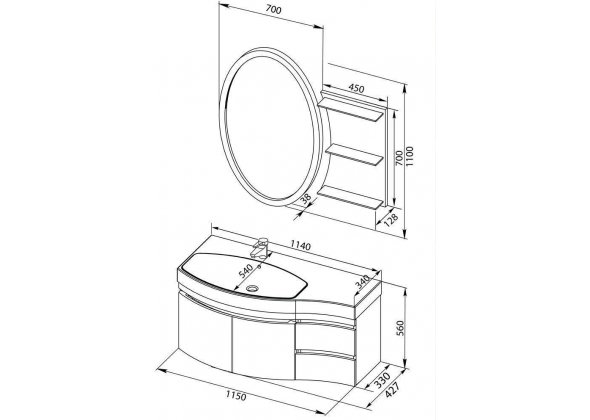 Мебель для ванной Aquanet "Опера 115" L белый