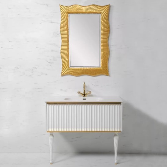 Тумба с раковиной Armadi Art "Vallessi Avangarde Canale 100" белая/золото