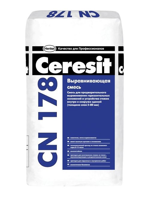 Смесь для пола цементная выравнивающая Ceresit CN 178 от 5 до 80 мм
