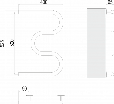Полотенцесушитель электрический TERMINUS Электро 25 М-обр 400х500