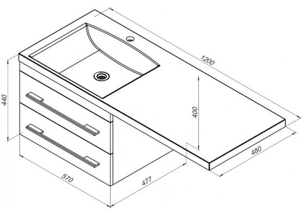 Тумба с раковиной Aquanet "Нота 120" R белая