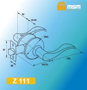 Дверная ручка защелка фалевая MSM Z111-R