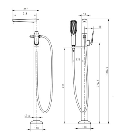 Смеситель напольный Boheme VENTURO 389-W