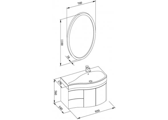 Мебель для ванной Aquanet "Сопрано 95" R белый