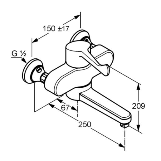 Смеситель для ванны Kludi Medi Care 349210524