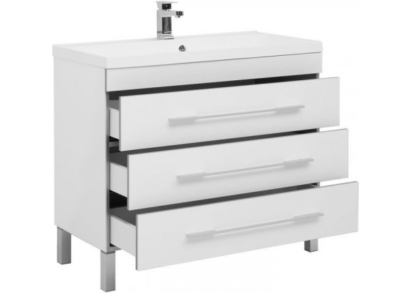 Тумба с раковиной Aquanet "Верона 100" белая (3 ящика)
