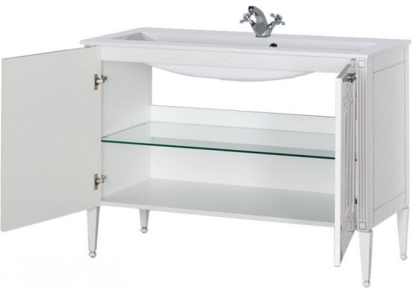 Тумба с раковиной Aquanet "Паола 120" белый/серебро