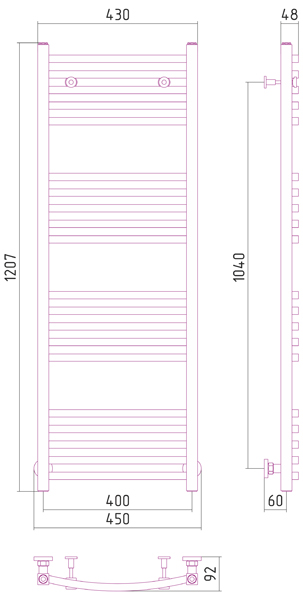 Полотенцесушитель СУНЕРЖА Аркус 1200х400 