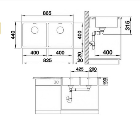 Кухонная мойка Blanco Andano 400/400-IF Infino