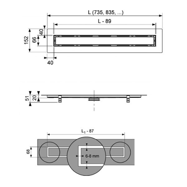Дренажный канал TECE Drainline 650700 70 см