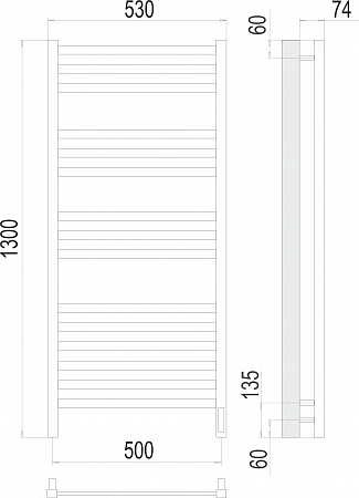 Полотенцесушитель электрический TERMINUS Классик П15 500х1300 электро (sensor quick touch)