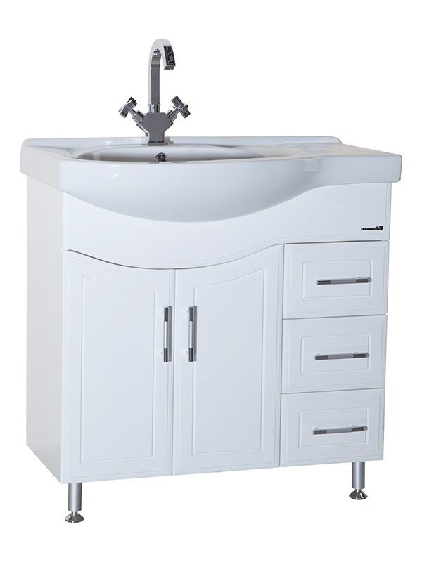 Тумба с раковиной Bellezza "Коралл 85" белая (3 ящика)