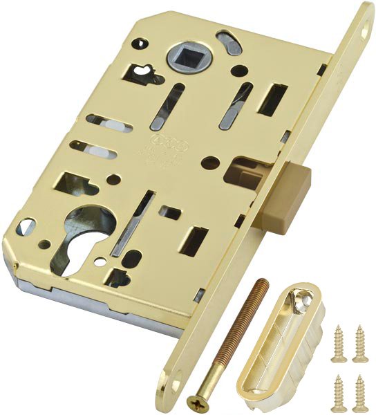 Замок межкомнатный AGB под цилиндр MEDIANA POLARIS с отв. планкой (латунь) B06103.50.03.567