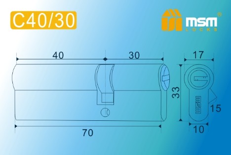 Цилиндровый механизм перфорированный MSM ключ-ключ C40/30mm