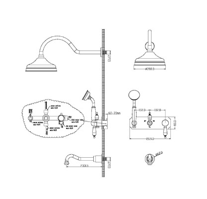 Смеситель для ванны встроенный Boheme Tradizionale NERO 258