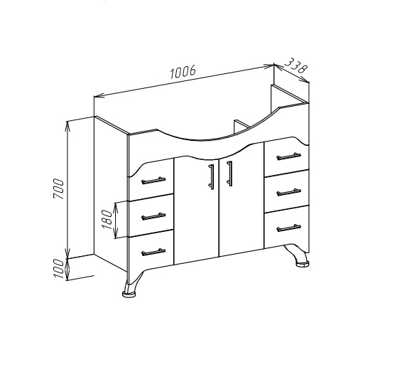 Тумба с раковиной Bellezza "Дрея 105" белая (6 ящиков)