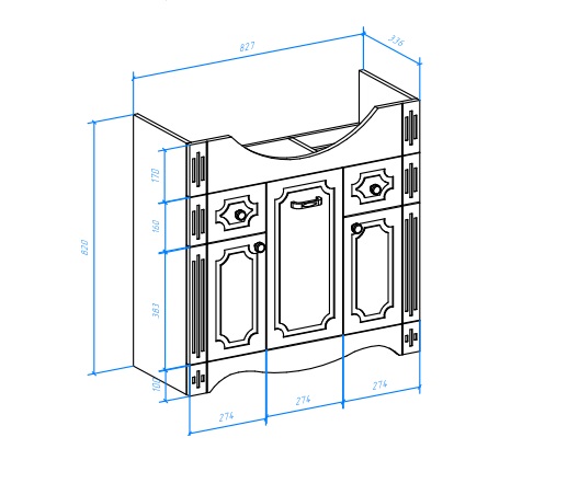 Тумба с раковиной Bellezza "Кантри 85" белая 