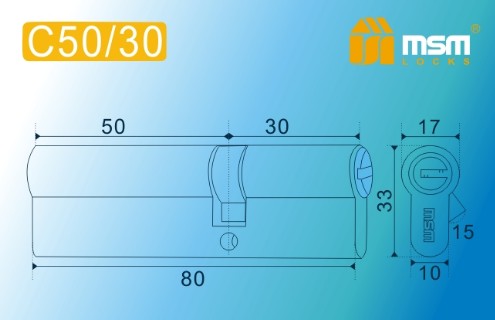 Цилиндровый механизм перфорированный MSM ключ-ключ C50/30mm