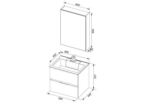 Мебель для ванной Aquanet "Алвита 60" серый антрацит