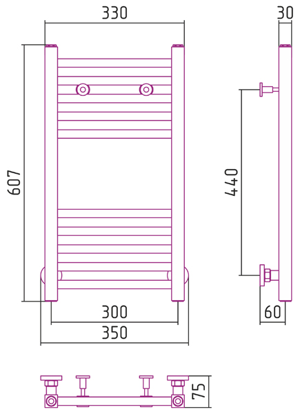Полотенцесушитель СУНЕРЖА Модус 600х300