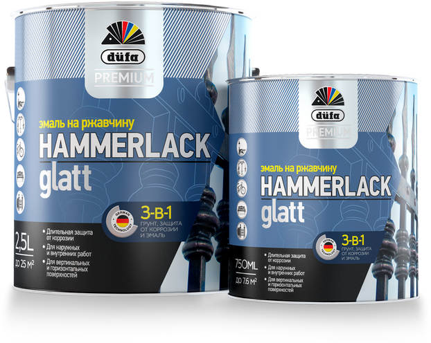 Эмаль Dufa Premium Hammerlack 3-в-1 на ржавчину гладкая
