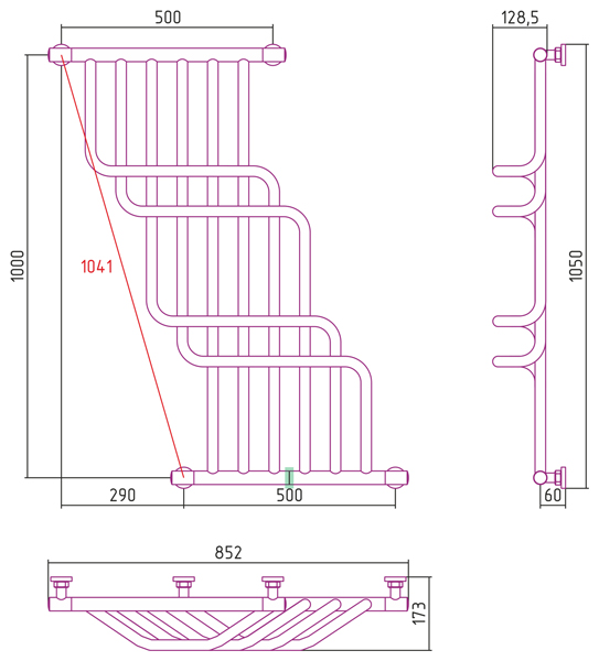 Полотенцесушитель СУНЕРЖА Нега 1000х850