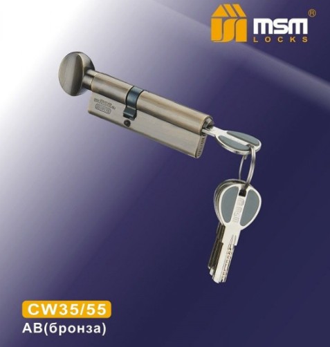 Цилиндровый механизм перфорированный MSM ключ-вертушка CW35/55mm AB бронза